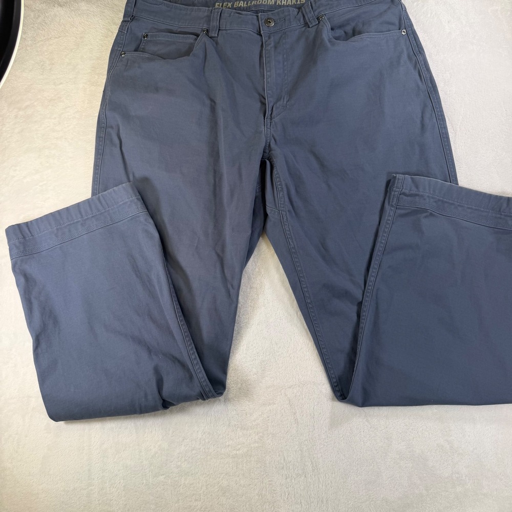 Duluth Trading Co Flex Ballroom Khakis Mens 38x32 Relaxed Fit Blue Gray 36310